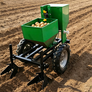 Planteuse de pommes de terre automatique à 2 rangs, cadre métallique vert, machine agricole pour la plantation - Product Image 1
