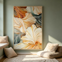 Peinture à l'huile abstraite moderne de feuille de Ginkgo, peinte à la main, texture épaisse, tons neutres et chauds, décoration murale encadrée pour chambre et entrée