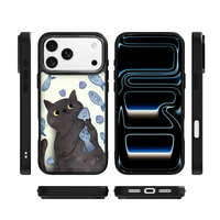 Coque de téléphone AG Feeling Black Edge avec motif chat poisson doré pour iPhone 17, 17 Pro Max, 16 Pro, 15 – Coque magnétique