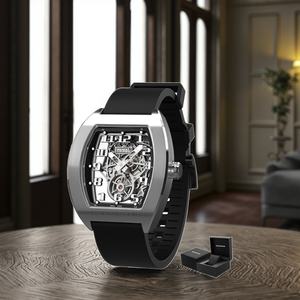 Luxury Men's <b>Skeleton</b> Mechanical <b>Watch</b> Custom Logo <b>Automatic</b> Movement Water Resistant Silicone Wristband Customizable Uhren - Product Image 3