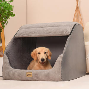 Casa para mascotas mediana grande para todas las estaciones, estilo Villa semicerrada, característica lavable extraíble, sólida para invierno dorado para perros y gatos - Product Image 3