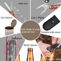 Pince multifonctionnelle de camping de haute qualité en gros outil camouflage manche rouge mâchoire dentelée mesure métrique de surface en acier