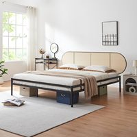 Lit double en fer au design épuré 2026, lit double à cadre en acier, vente chaude