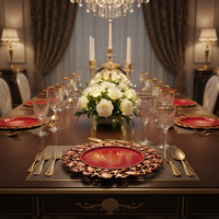 Assiettes de présentation de 13 pouces en plastique PP, motif éléments marins pigmentés, de luxe, personnalisables, pour hôtels et mariages