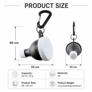 Conteneur portable personnalisé avec logo pour poudre protéinée et suppléments, avec mousqueton, idéal pour la gym, le fitness, le sport et comme cadeau promotionnel. - Product Image 2