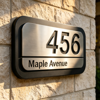 Plaque de numéro de maison murale extérieure moderne en acier inoxydable 3D écologique personnalisée BOYANG pour hôtel et villa