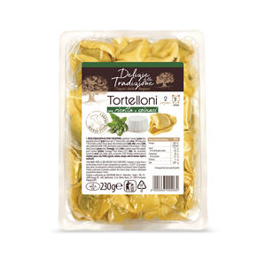 Tortelloni Tradicionales de Espinaca y Ricotta, 230g x 14 Unidades, Forma Especial, Cocción en 7 Minutos, Ingrediente Principal Trigo Duro Italiano - Product Image 1