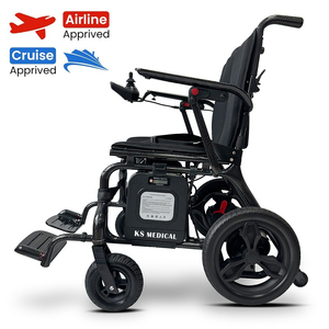 Fauteuil roulant électrique KSM-507 ultra léger 13,5 kg, cadre en fibre de carbone pliable, moteur sans balais 500W, batterie 20AH, transport aérien - Product Image 4