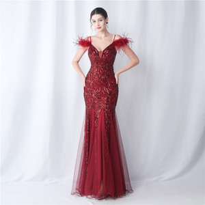 31565 #   Nuevo Producto, Vestido de Noche con Lentejuelas de Flores y Malla de Avestruz <span class=keywords><strong>para</strong></span> Reuniones Anuales y <span class=keywords><strong>Bodas</strong></span> - Product Image 3