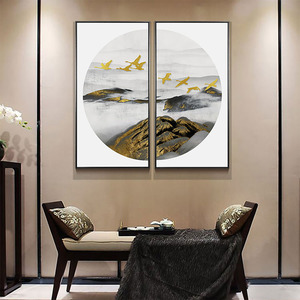 Nouveau Style chinois fond <span class=keywords><strong>de</strong></span> salon Restaurant murale moderne minimaliste <span class=keywords><strong>paysage</strong></span> <span class=keywords><strong>peinture</strong></span> d'oiseau artistique - Product Image 5