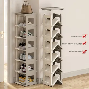 Plastic Small 3/5/7 Layer Cabinet Shoe Rack Collapsible Stand Shoe Rack For Home Use