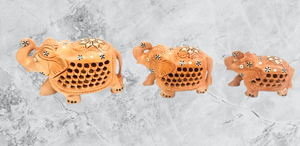 Elefante tallado en madera hecho a mano indio para tronco de Casa arriba tronco abajo debajo de elefante cortado estatuilla y estatua - Product Image 2