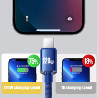 Kabel Data Braided Type-C ke Type-C Nylon Fast 120W Flash Charge Line untuk Huawei, Xiaomi, iPad, dan Ponsel