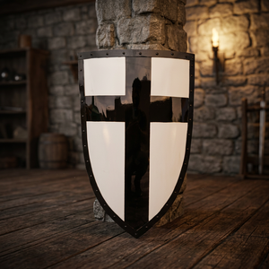 Escudo de Calentador Templario de Caballero Medieval con Cruz Negra Pintada para Batalla y Cruzada - Product Image 2