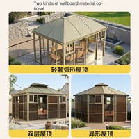 Rumah Kaca Aluminium Alloy untuk Taman Villa, Kabin Prefab Transparan Modern Minimalis Anti Panas, Berbahan PC Embossed Berbentuk Lengkung