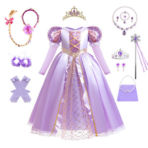 Vestidos <span class=keywords><strong>de</strong></span> Princesa <span class=keywords><strong>de</strong></span> Películas al por Mayor, Vestido <span class=keywords><strong>de</strong></span> <span class=keywords><strong>Rapunzel</strong></span> para Niña, Vestido <span class=keywords><strong>de</strong></span> Princesa Morado con Lentejuelas y Malla - Product Image 6