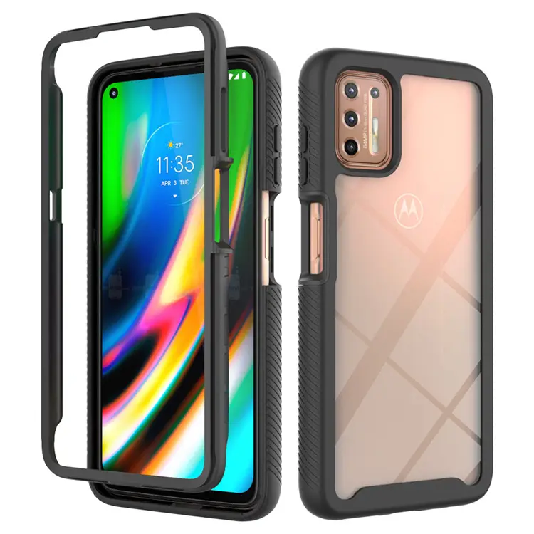 Sarung Pelindung Penuh Hibrida 2 In 1, untuk Motorola G7 G8 G9 Power Tahan Guncangan Casing Bening untuk Moto G Play Stylus Power 2021 Ponsel