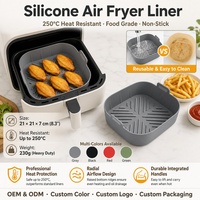 Revêtement en silicone pour friteuse à air, réutilisable, antiadhésif, carré, résistant à la chaleur, accessoires pour friteuse à air