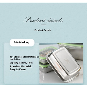 Contenedor de almacenamiento de alimentos de acero inoxidable con tapa transparente, fiambrera Bento a prueba de fugas para uso doméstico y de picnic - Product Image 5
