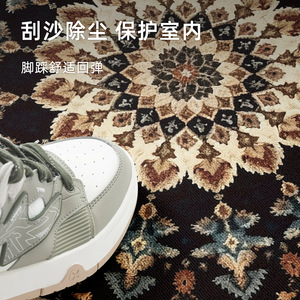 พรมปูพื้นลายดอกไม้ทรงกลม สีน้ำเงิน สีน้ำตาล โพลีเอสเตอร์ กันคราบสกปรก ห้องนั่งเล่น ห้องนอน พรมปูพื้น - Product Image 5