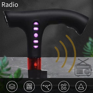 Bastón Plegable Negro con Bluetooth Inteligente, Luz LED, Alarma, Radio FM, Base Estable, Ligero y Ajustable - Product Image 3