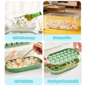 2 Pack <b>Stackable</b> Ice Cube Molds Tray with Handle Plastic Food Safe Sustainable <b>Storage</b> <b>Container</b> Easy Release Ice Molds Freezer - Product Image 6