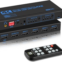 Répartiteur audio Hardrock 20b 4 entrées/2 sorties avec décodage ARC/HDCP 2.2 jusqu'à 4K 60Hz, prend en charge les connexions RCA/optiques, fabriqué en Chine