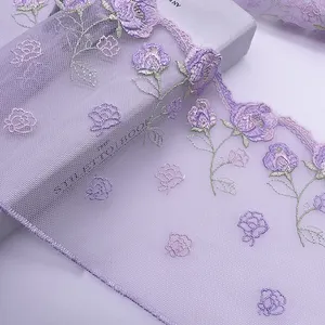 Высокое качество 3D цветок Кружева Вышивка Тюль Кружева для свадебных платьев водорастворимый полиэстер кружевная отделка для свадебной одежды