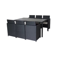Ensemble de table à manger en rotin moderne et durable, personnalisé en usine, avec structure en acier pour salon, chambre et mobilier de patio