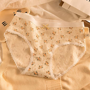 Culotte Hipster Femme Style Français Quotidienne Confortable Respirante en Coton Pur 5A Tricoté Anti-Bactérien Taille Moyenne - Product Image 1