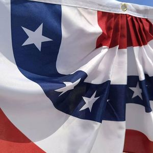 United States Half Fan <b>Banner</b> with Pleated Stars Wholesale Indoor Outdoor Promotional Bunting Flag with Grommets - Product Image 3