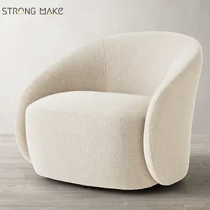 2024 nordico orsacchiotto Boucle bianco moderno di lusso di design imbottito accento sedie mobili poltrona per soggiorno