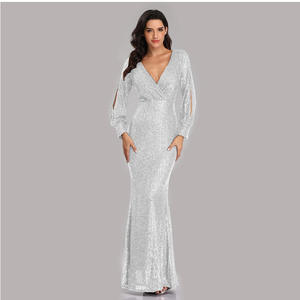 Robe de soirée élégante en sequins sirène, longue jusqu'au sol, noire, pour la mère de la mariée, banquet 2022 - Product Image 6