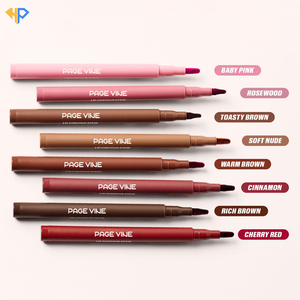 Crayon à lèvres double embout en <span class=keywords><strong>feutre</strong></span>, végétalien, waterproof, longue tenue, fini mat, sans cruauté, teinte marron foncé, marque privée, contour des lèvres - Product Image 6