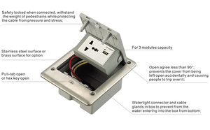 Boîtier de sol étanche SINOAMIGO IP66 en acier inoxydable pour alimentation et données, pour sol surélevé ou en béton - Product Image 4