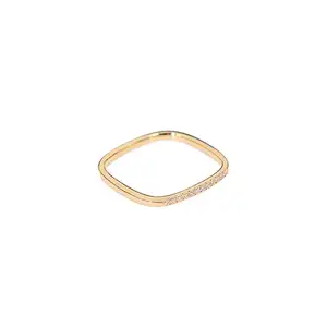 Anelli a cerchio quadrati con diamanti personalizzati 18K oro massiccio squisiti anelli geometrici minimalisti