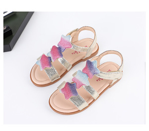 Fashion Sparkly Star <b>Summer</b> Kids Sandals Girls Sandals Open Toe <b>Summer</b> <b>Flats</b> Dress Sandals - Product Image 5