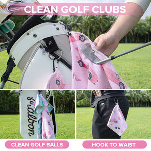 Serviettes de golf personnalisées OEM 2 pièces/ensemble avec clips, serviettes de golf en microfibre gaufrée avec anse à œillet - Product Image 3