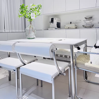 Chaise de salle à manger en acier inoxydable, chaise de café simple en acier, chaise inclinable de loisirs, chaise d'étude, chaise de salon