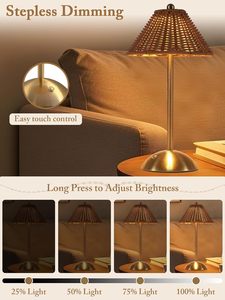 Lámpara de Mesa Decorativa de Ratán Retro Hecha a Mano, Luz Nocturna Creativa para Dormitorio, Sala de Estar, Comedor - Product Image 3