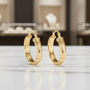 Orecchini a Cerchio Classici Dorati in Oro Giallo Unisex per Uso Quotidiano Gioielli Raffinati Diametro 10mm - Product Image 2