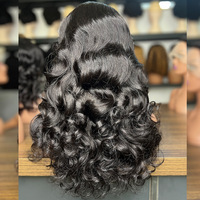 Cabello Humano Natural Rizado y Voluminoso Transparente para Peluca Frontal de Encaje 13*4, Cabello Remy Virgen Natural, 250% de Densidad, Largo, 1 Pieza