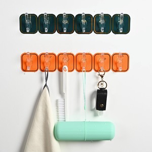 6 1 tự dính tải mạnh mẽ mang treo móc trang trí màu nhựa phòng tắm phòng khách tủ quần áo tường nhà đơn - Product Image 6