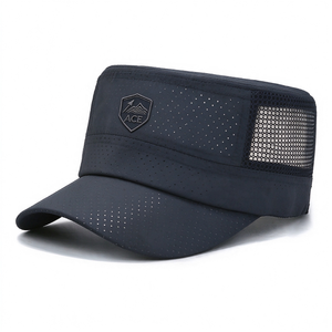 Casquette d'extérieur à dessus plat, perforée au laser, respirante, séchage rapide, panneau latéral en maille, broderie Ace, chapeau tactique anti-UV pour homme - Product Image 5