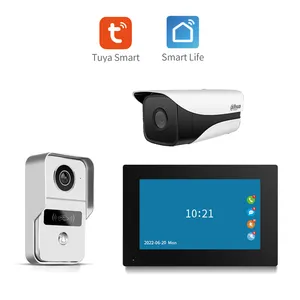 Système de visiophone IP intelligent 1v1 numérique de 7 pouces Tuya avec détection de mouvement, sonnette vidéo poe wifi avec moniteur tactile