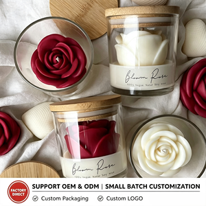 Velas Aromáticas en Vaso de Vidrio con Forma de Rosa para el Día de San Valentín, Decoración de Ambiente de Alta Gama, Decoración del Hogar, Recuerdos de Boda, OEM Disponible - Product Image 1
