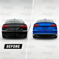 Nouveau kit de carrosserie de conversion style RS6 pour Audi A6 C7 Berline 2012-2015, avec fixation par clip, lèvre de pare-chocs avant et clips de calandre nid d'abeille