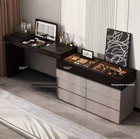 Table de toilette avec miroir, espace de rangement exclusif, résistante à l'usure et durable, en bois massif