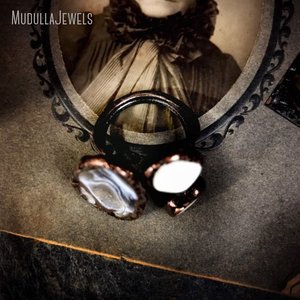 Bague réglable en Agate et géode, bijou Wicca The Power de trois pierres, anneau en cuivre Antique, RM43307 - Product Image 6