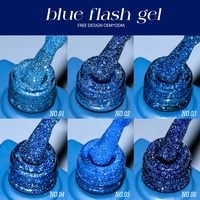 JTING 6 couleurs Gel Polish Bleu Flash Réfléchissant Collection de Gels Scintillants Super Brillants Gel Flash Fournisseur Professionnel de Produits pour Ongles